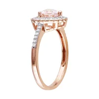 Genuine Morganite and Diamond 10K Rose Gold Heart Ring