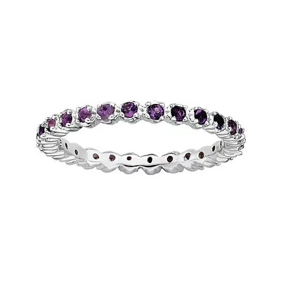 Personally Stackable Genuine Amethyst Sterling Silver Eternity Ring