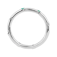 Personally Stackable Lab-Created Emerald Sterling Silver Station Ring