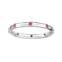 Personally Stackable Lab-Created Ruby Sterling Silver Station Ring