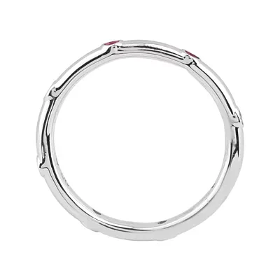 Personally Stackable Lab-Created Ruby Sterling Silver Station Ring