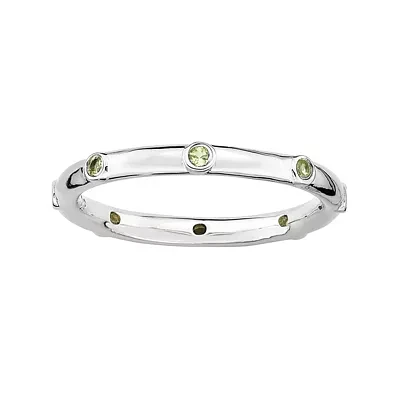 Personally Stackable Genuine Peridot Sterling Silver Station Ring