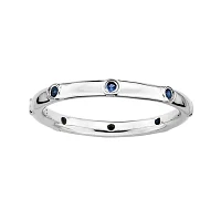 Personally Stackable Lab-Created Blue Sapphire Sterling Silver Station Ring