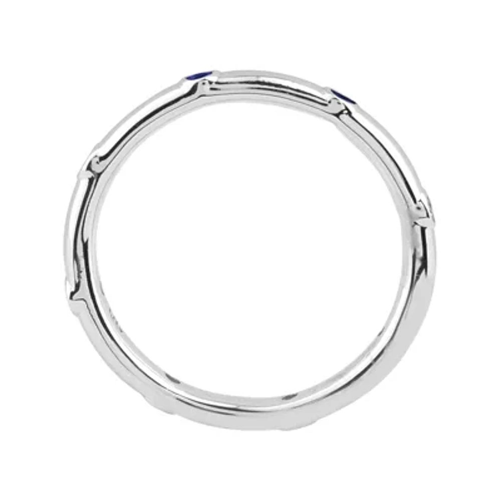 Personally Stackable Lab-Created Blue Sapphire Sterling Silver Station Ring