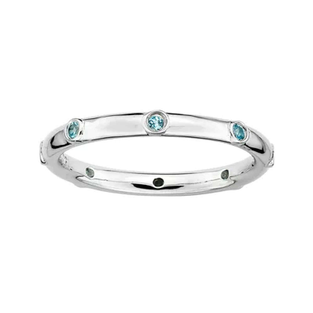 Personally Stackable Genuine Topaz Sterling Silver Station Ring