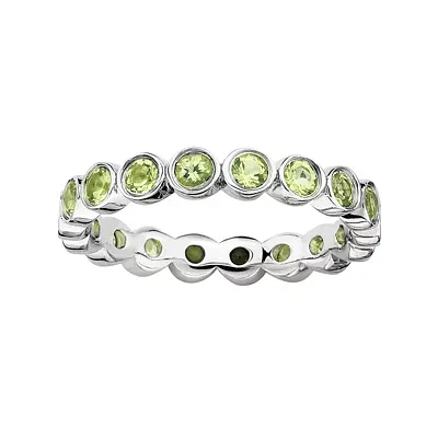 Personally Stackable Genuine Peridot Sterling Silver Eternity Ring