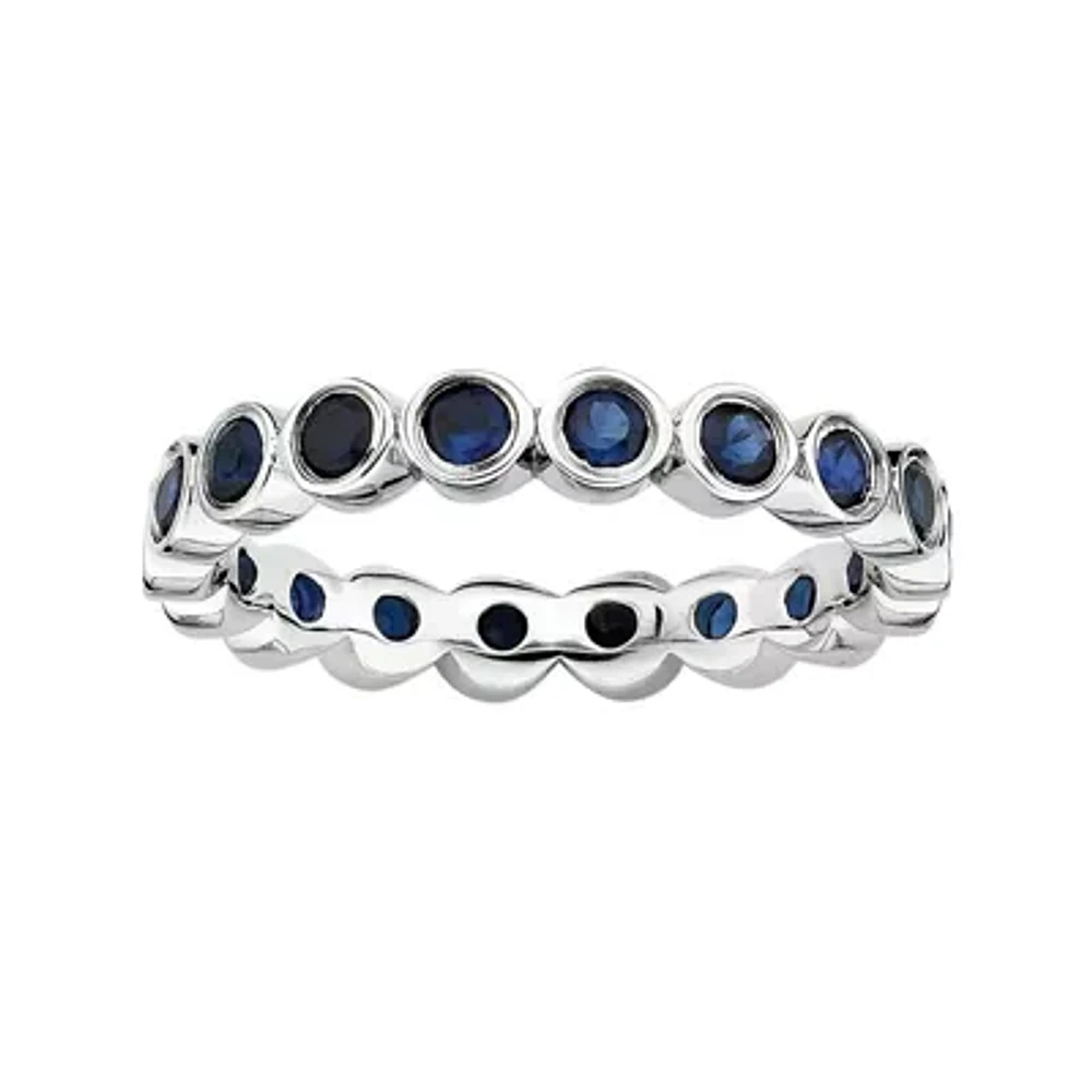 Personally Stackable Lab-Created Blue Sapphire Sterling Silver Eternity Ring