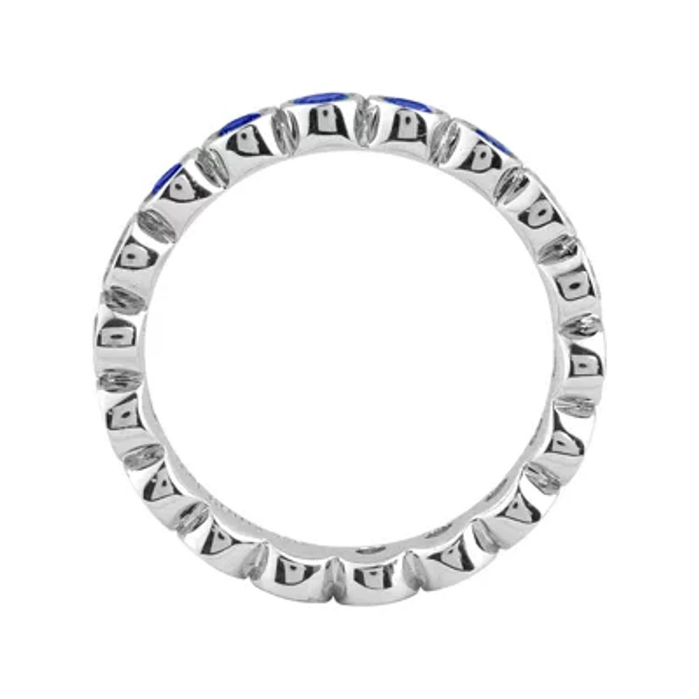 Personally Stackable Lab-Created Blue Sapphire Sterling Silver Eternity Ring