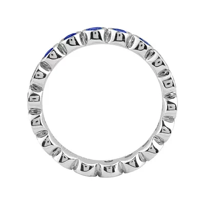 Personally Stackable Lab-Created Blue Sapphire Sterling Silver Eternity Ring