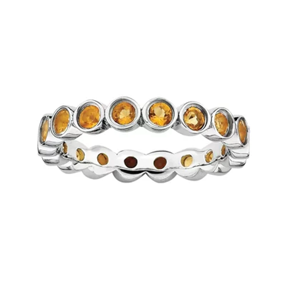 Personally Stackable Genuine Citrine Sterling Silver Eternity Ring