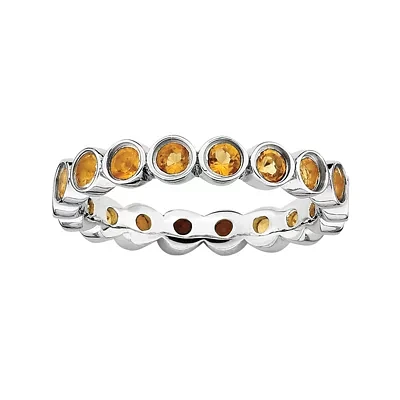 Personally Stackable Genuine Citrine Sterling Silver Eternity Ring