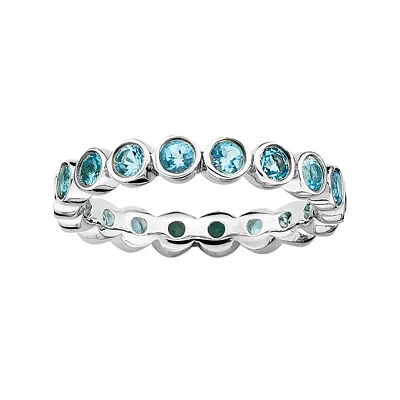 Personally Stackable Genuine Blue Topaz Sterling Silver Eternity Ring