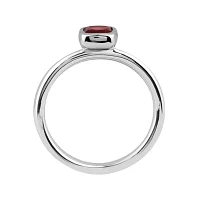 Personally Stackable Cushion-Cut Genuine Garnet Sterling Silver Ring