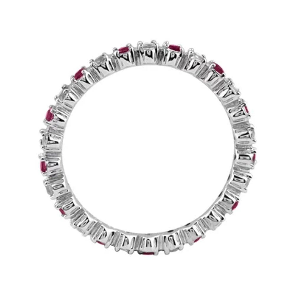 Personally Stackable Genuine Garnet & Diamond-Accent Eternity Ring