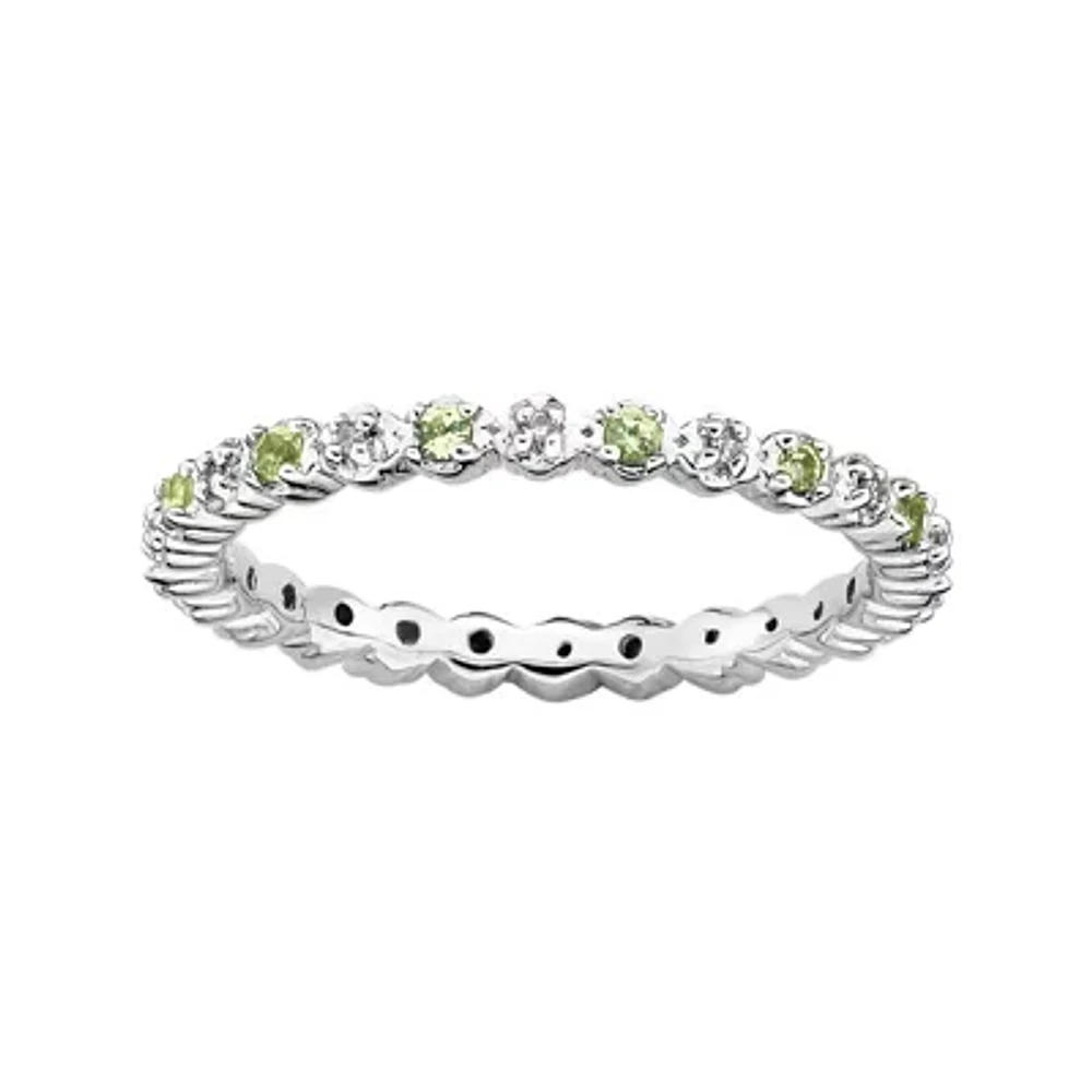 Personally Stackable Genuine Peridot & Diamond-Accent Eternity Ring