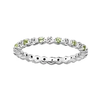 Personally Stackable Genuine Peridot & Diamond-Accent Eternity Ring