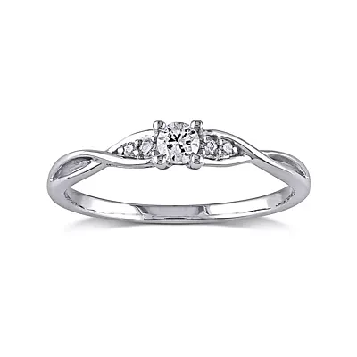 1/6 CT. T.W. Diamond 10K White Gold Twist Promise Ring