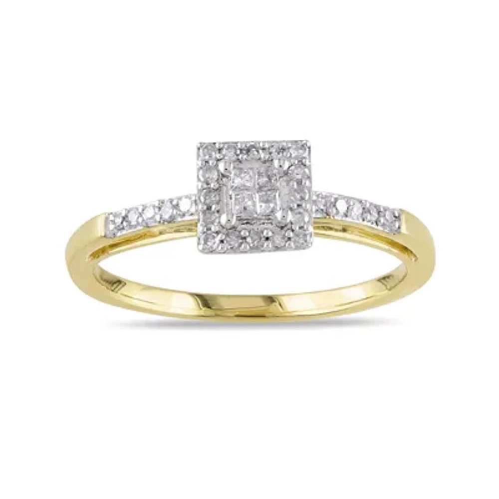 1/5 CT. T.W. Diamond 10K Yellow Gold Quad Princess Bridal Ring