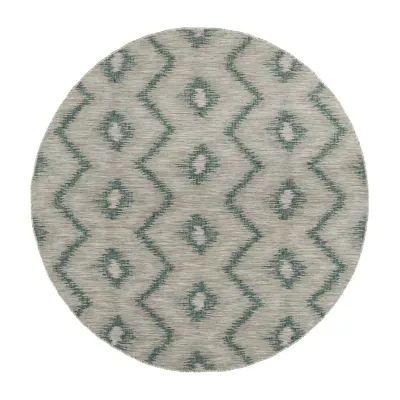 Safavieh Courtyard Collection Lexine Chevron Indoor/Outdoor Round Area Rug