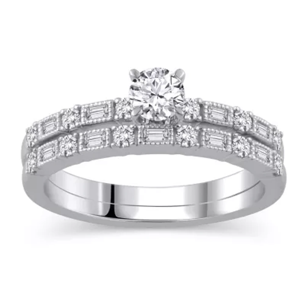 Womens 3/4 CT. T.W. Natural White Diamond 10K Gold Bridal Set