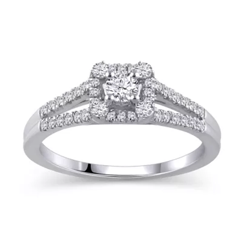 Womens 3/8 CT. T.W. Natural White Diamond 10K Gold Engagement Ring