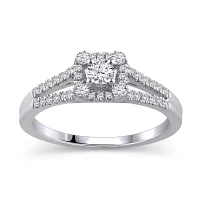 Womens 3/8 CT. T.W. Natural White Diamond 10K Gold Engagement Ring