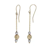 14K Two Tone Gold Ball Drop Earrings