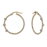 White Cubic Zirconia 14K Gold 24mm Hoop Earrings