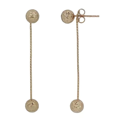 Womens 14K Gold Ball Drop Earrings