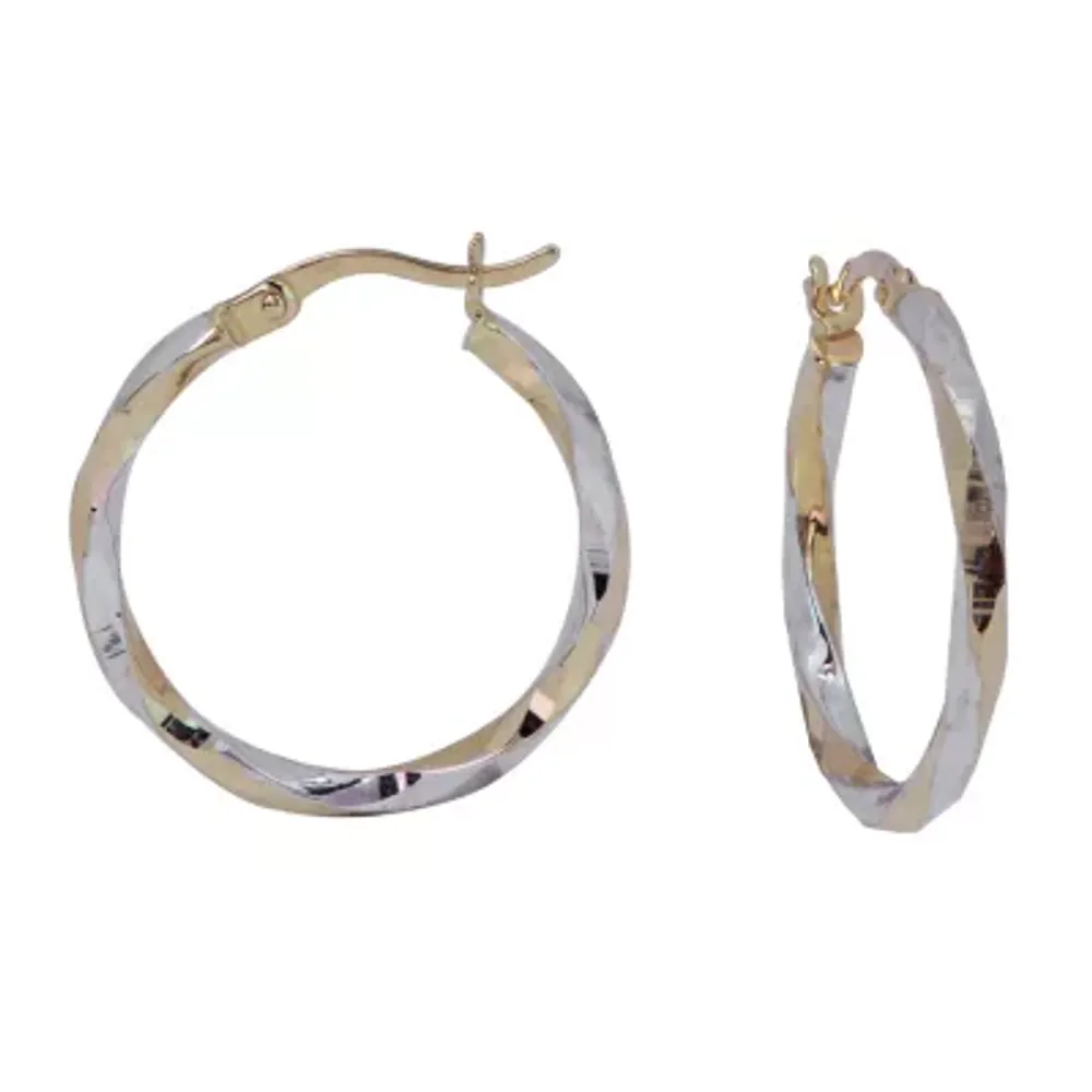 Womens 14K Two Tone Gold 21mm Hoop Earrings