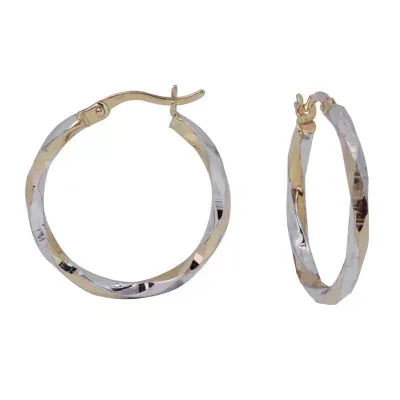 Womens 14K Two Tone Gold 21mm Hoop Earrings