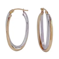 14K Two Tone Gold 30mm Hoop Earrings