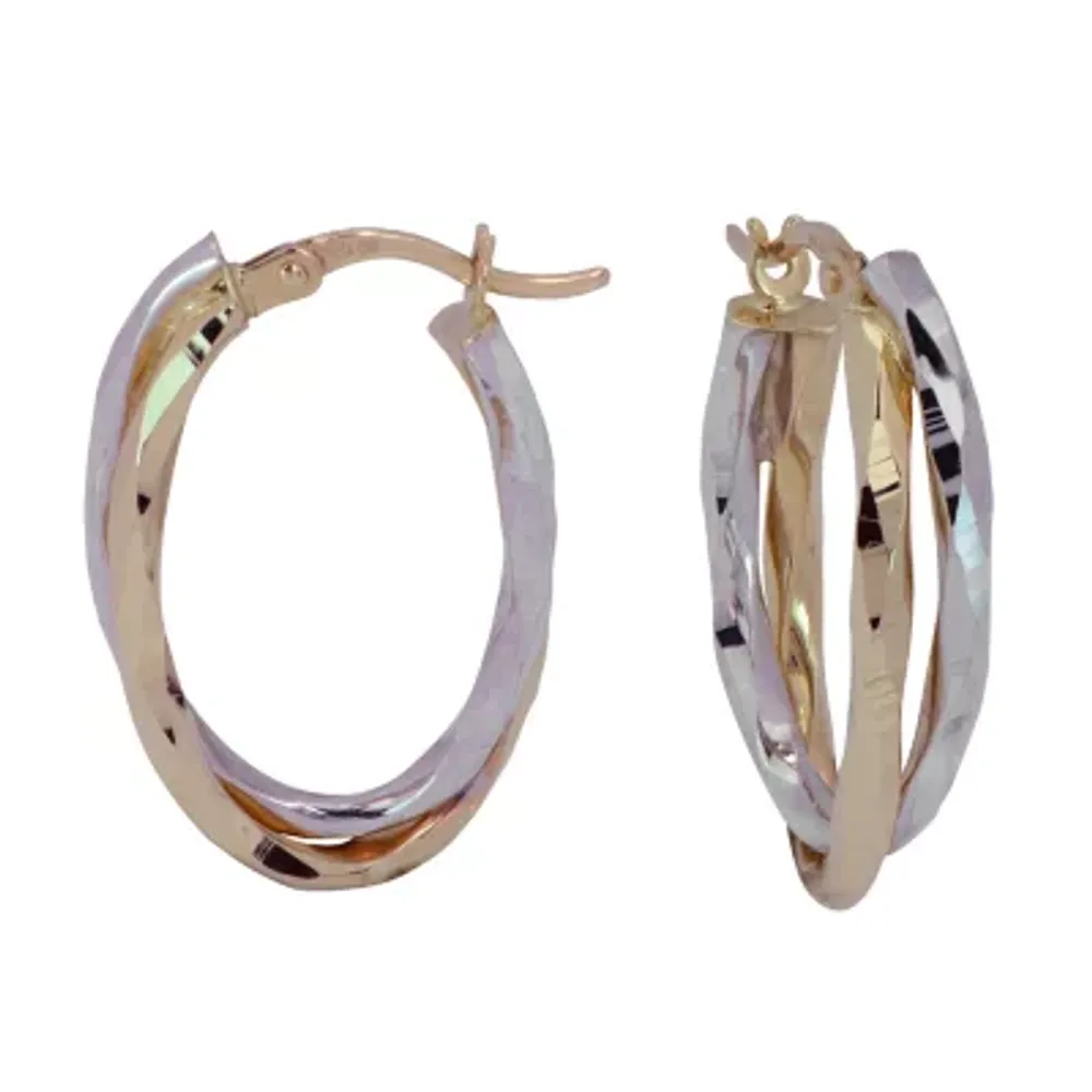 14K Two Tone Gold 24mm Hoop Earrings