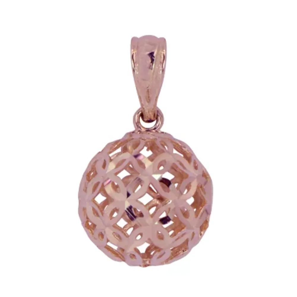 Floral Womens 14K Rose Gold Round Pendant