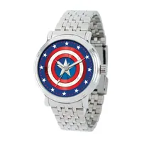 Avengers Captain America Marvel Mens Silver Tone Stainless Steel Bracelet Watch Wma000361