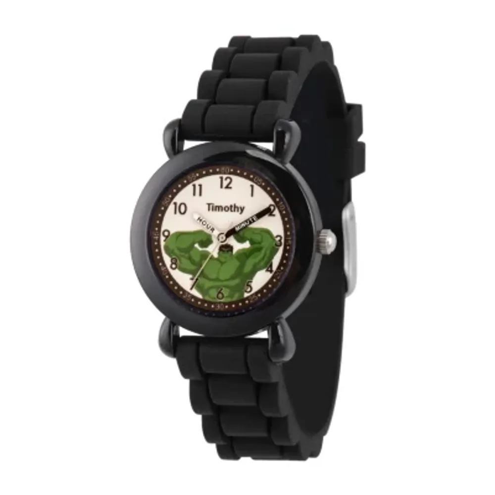 Avengers Marvel Hulk Boys Black Strap Watch Wma000396