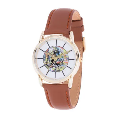 Avengers Marvel Hulk Mens Brown Leather Strap Watch Wma000404