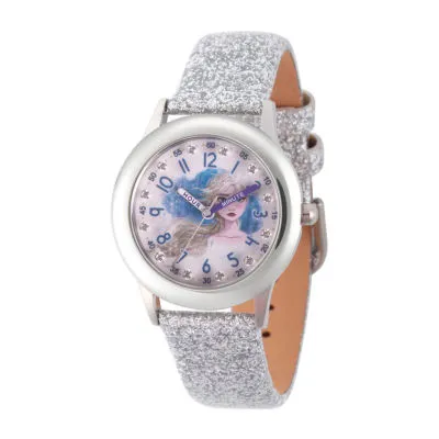 Disney Frozen Princess Elsa Girls White Leather Strap Watch Wds000799