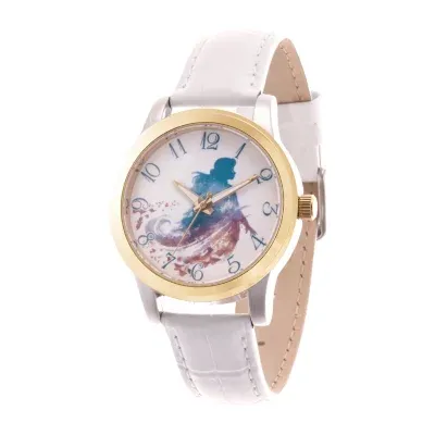 Disney Anna Womens White Leather Strap Watch Wds000832