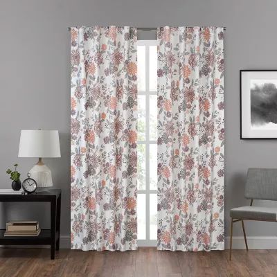 Eclipse Summit Botanical Rod Pocket Back Tab Energy Saving Blackout Single Curtain Panels