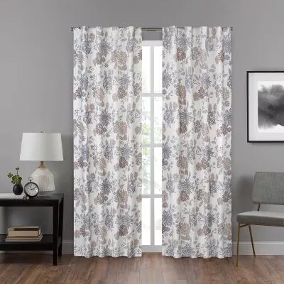 Eclipse Summit Botanical Rod Pocket Back Tab Energy Saving Blackout Single Curtain Panel