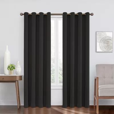Eclipse Round And Pattern Blackout Grommet Top Single Curtain Panel