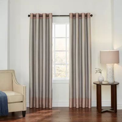 Eclipse Monty Color Block Grommet Top Energy Saving 100% Blackout Single Curtain Panels