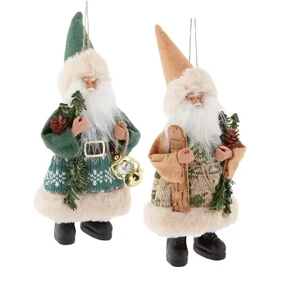 North Pole Trading Co. Woodland Santa Set 2-pc. Christmas Ornament