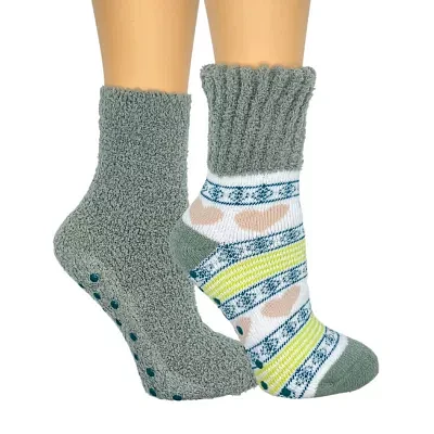 Cozy Mid Crew Womens 2 Pair Slipper Socks