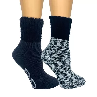 Cozy Mid Crew Womens 2 Pair Slipper Socks