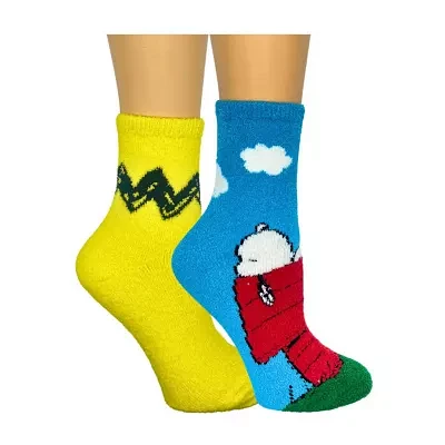 Cozy 2 Pair Peanuts Snoopy Crew Socks Womens