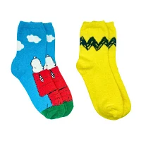 Cozy 2 Pair Peanuts Snoopy Crew Socks Womens