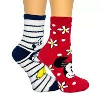 Cozy 2 Pair Mickey Mouse Crew Socks Womens