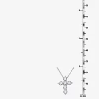 (G / Si1-Si2) Womens 1 CT. T.W. Lab Grown White Diamond 10K White Gold Cross Pendant Necklace